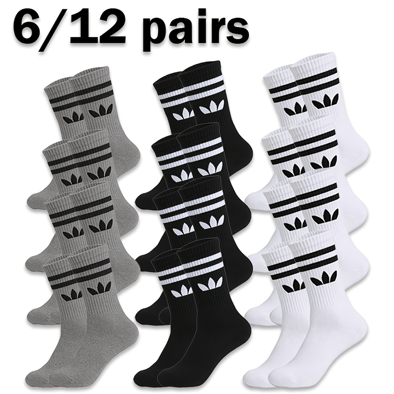 6 12 pairs of mens knitted   calf socks comfortable and soft sports socks solid color easy and stylish socks unisex couple versatile  