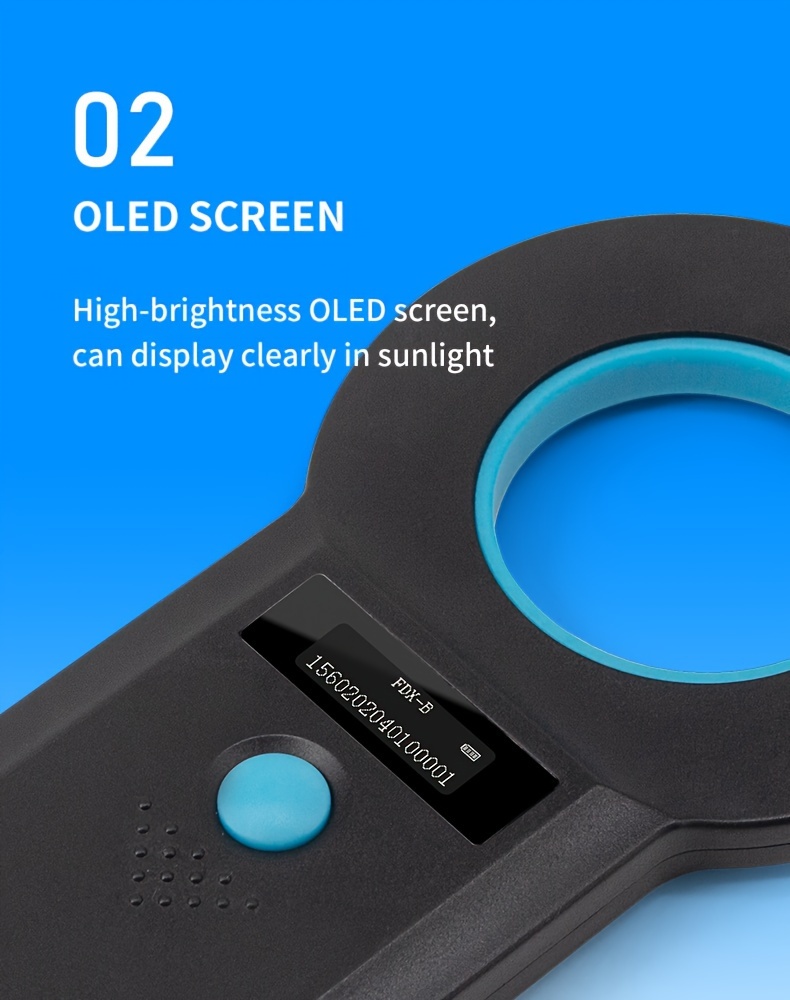 1pc Animal Tag Reader RFID Reader Animal Chip Scanner Pet Chip Reader Ear Tag Scanner Animal Tag Card Reader Dog Cat Cow Sheep Pet Identity Recognition Device