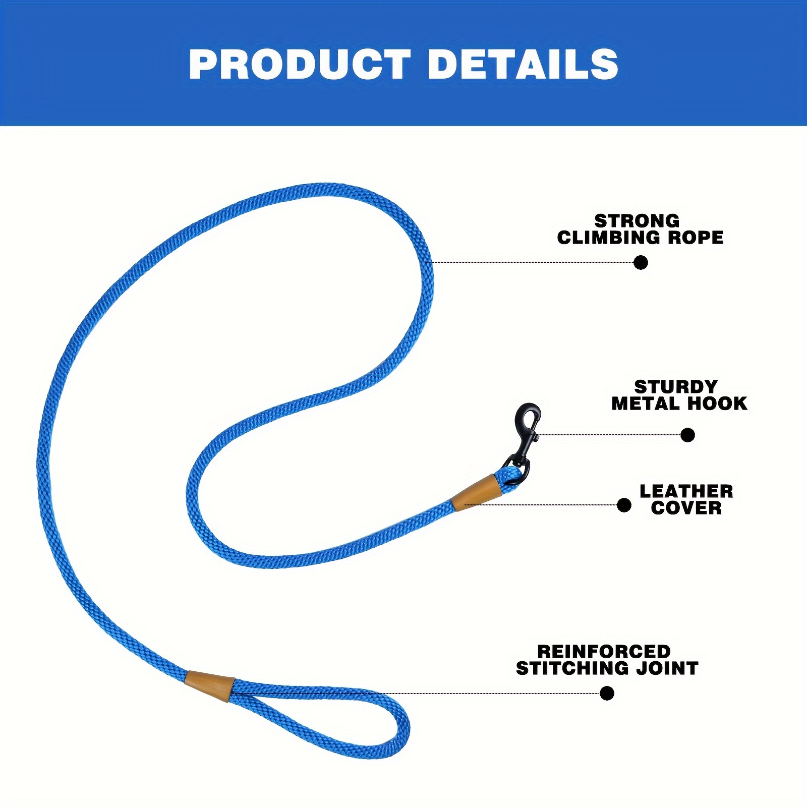 Durable Nylon Dog Leash, Strong Braided Rope for Walking Dogs