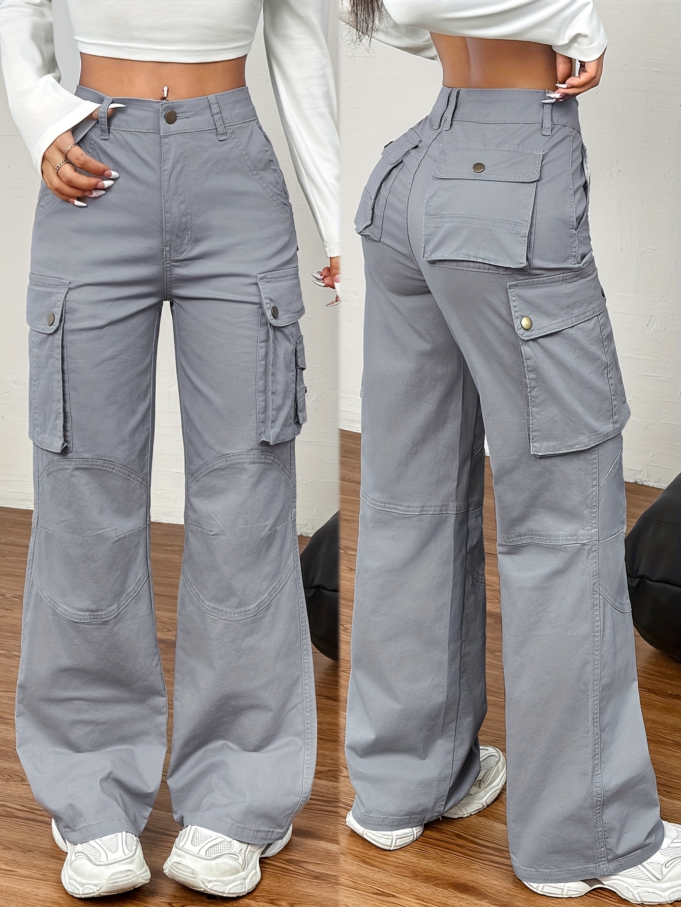 【BAON】Senmo washed denim banding wide cargo pants Amazon.com: Glkaend Women's Denim Cargo Pants High Waist