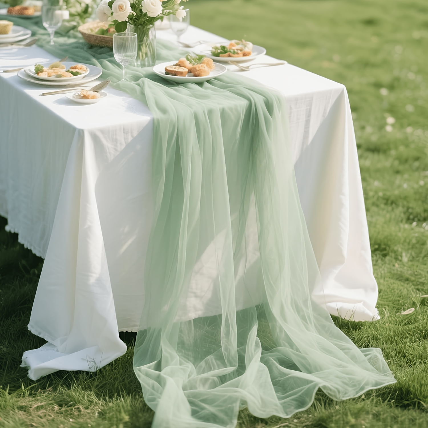 Sage Gauze Table Runner 10ft Rustic Cheese Cloth Table Runner Boho Style Decorations For Romantic Date Wedding Party Baby Shower Photography Decoration