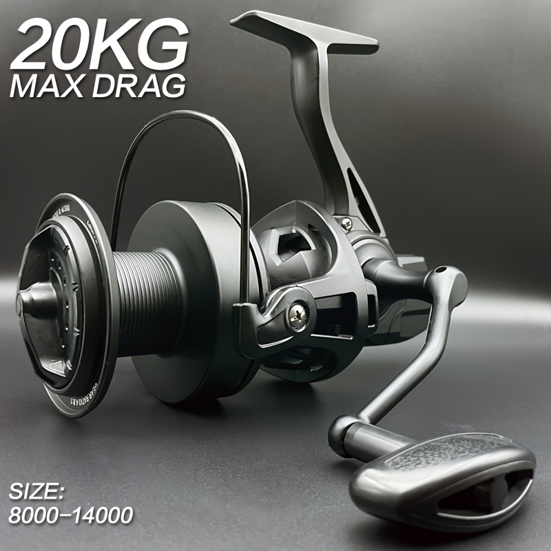 Heavy-Duty Saltwater/Freshwater Spinning Fishing Reel 8000-14000 Series  with 19.96KG Max * Stainless Spool & * Ratio (4.8:1) - Large Rotating Wheel  Suitable for * Trout, Catfish, Saltwater * - Ideal ...