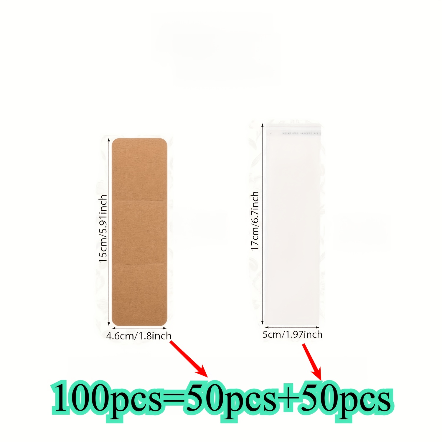 TEMU 100pcs With 50pcs Paper Bookmarks And 50pcs Transparent Self-adhesive Bags For Blank Bookmark Display Card Sleeves