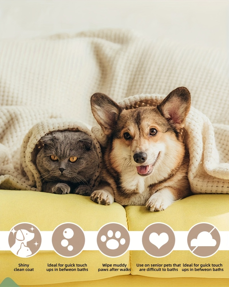 Wonderful Cat and Dog Universal Multi-Functional Pet Care Wet Wipes, 80 Sheets per Pack, Thickened Wet Wipes, Odor Control and Cleaning Wet Wipes can be used on paws, body, and butt, very suitable for puppies and adult dogs