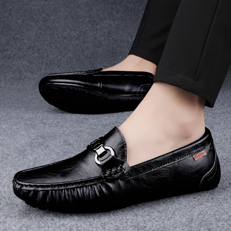 mens genuine slip moccasin shoes soft sole round toe casual - Temu