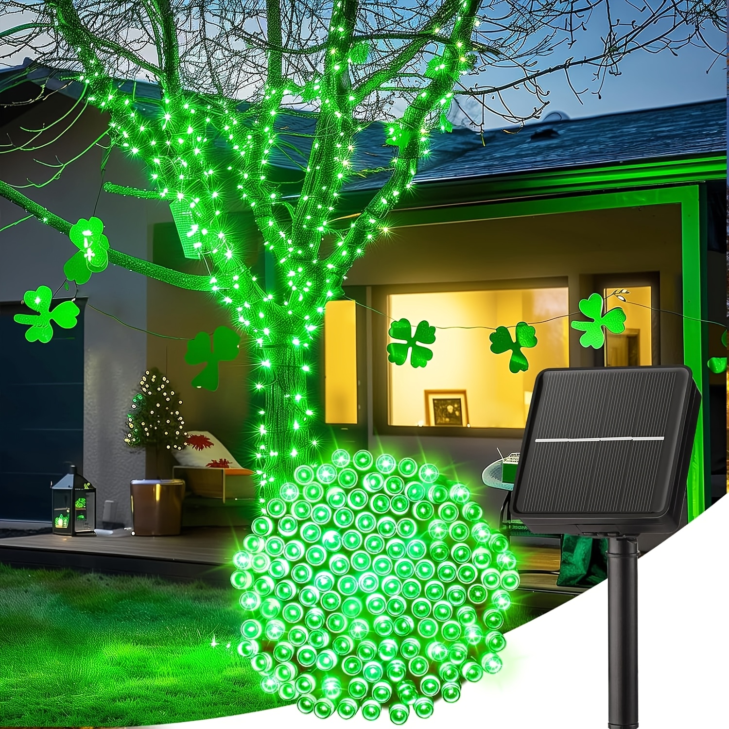 

Led Solar String Lights, 39ft Outdoor Tree And Yard Decor, 8 Lighting , Green Fairy Lights For 's Day, Christmas, Halloween, Holiday Decorations, Solar Powered With 600mah Nickel Battery