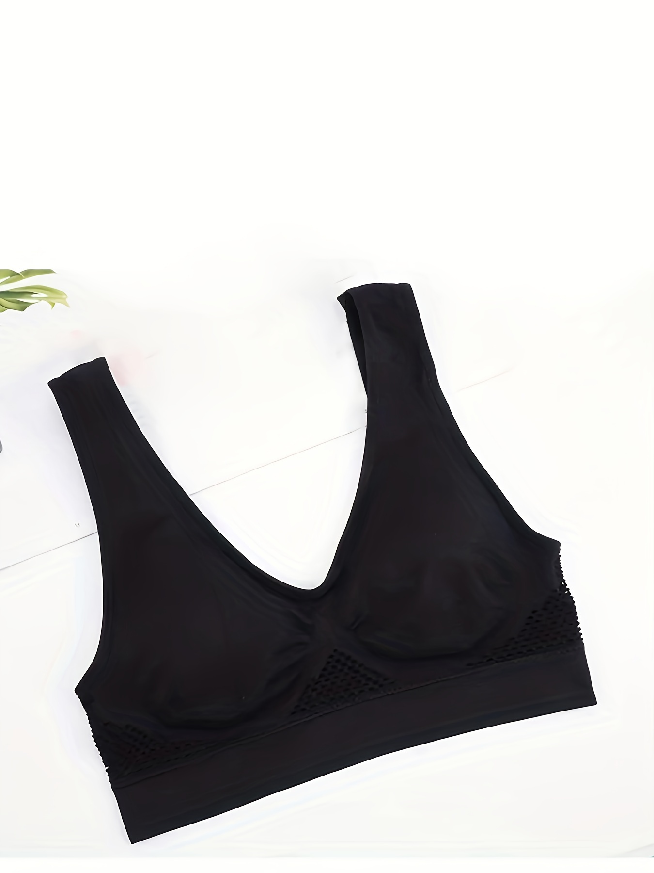 1pc Essence Collection - High-Elasticity Bra with Removable Pads, Breathable Mesh Design for &, Wireless & Comfortable Fit, Plus Size Bra | Wireless Bra | Removable Pads