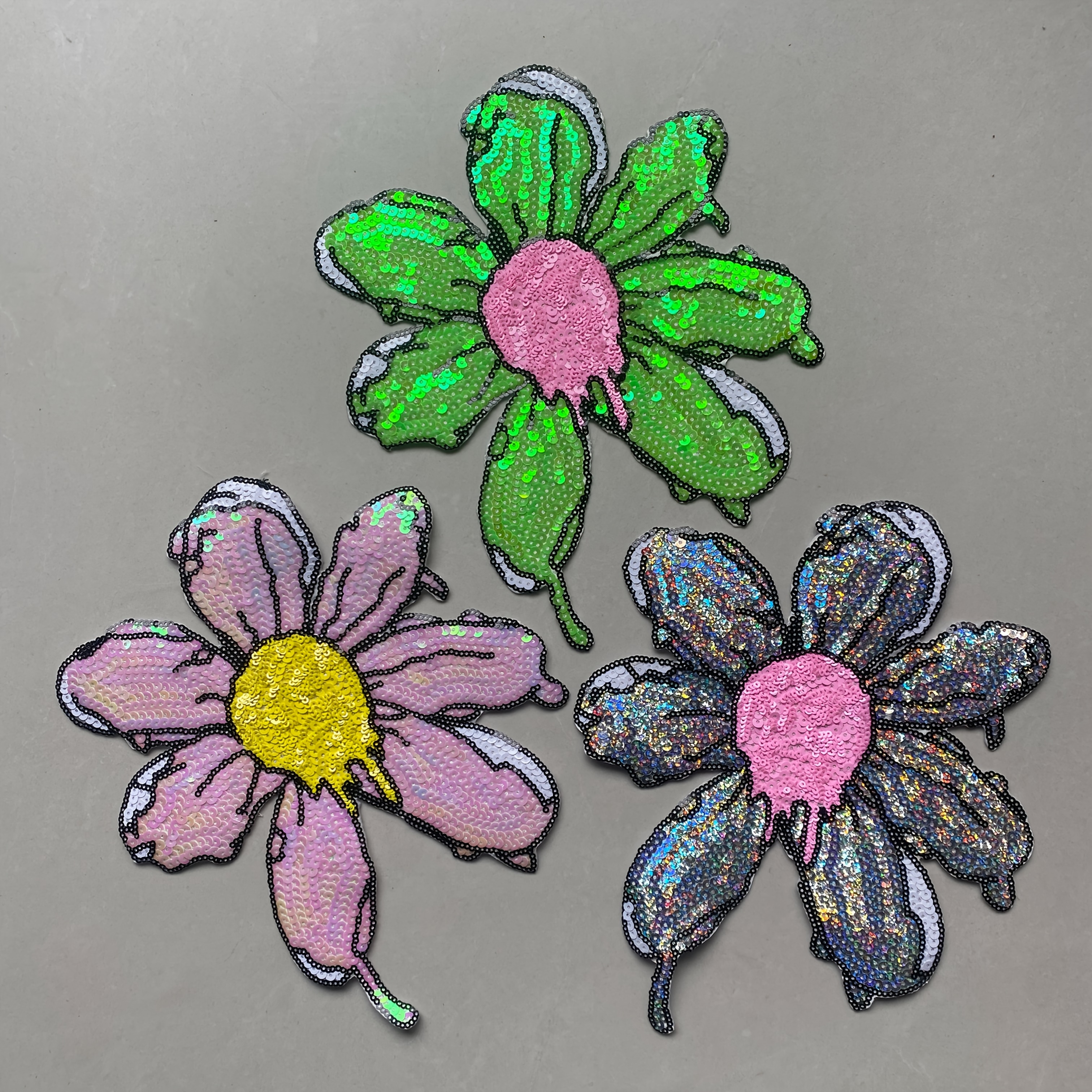 28 Pcs Sequin Heart Iron On Patches - Black Glitter Applique For DIY Clothing & Crafts