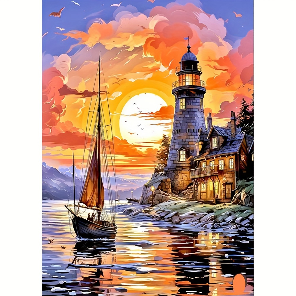 

1pc Large Size 30x40cm/ 11.8x15.7inch Without Frame Diy 5d Diamond Art Painting Sunrise, Full Rhinestone Painting, Diamond Art Embroidery Kits, Handmade Home Room Office Wall Decor