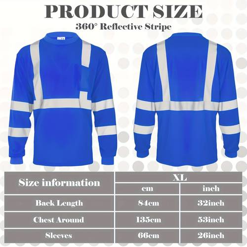 4pcs long sleeve safety shirt high visibility reflective construction work shirts for men women xxl blue