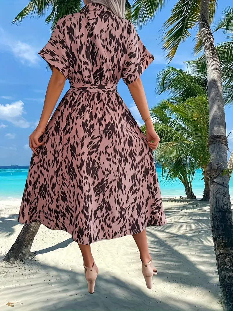 womens elegant color block shirt dress tie waist casual - Temu Bahrain womens elegant color block shirt dress tie waist casual - Temu Bahrain