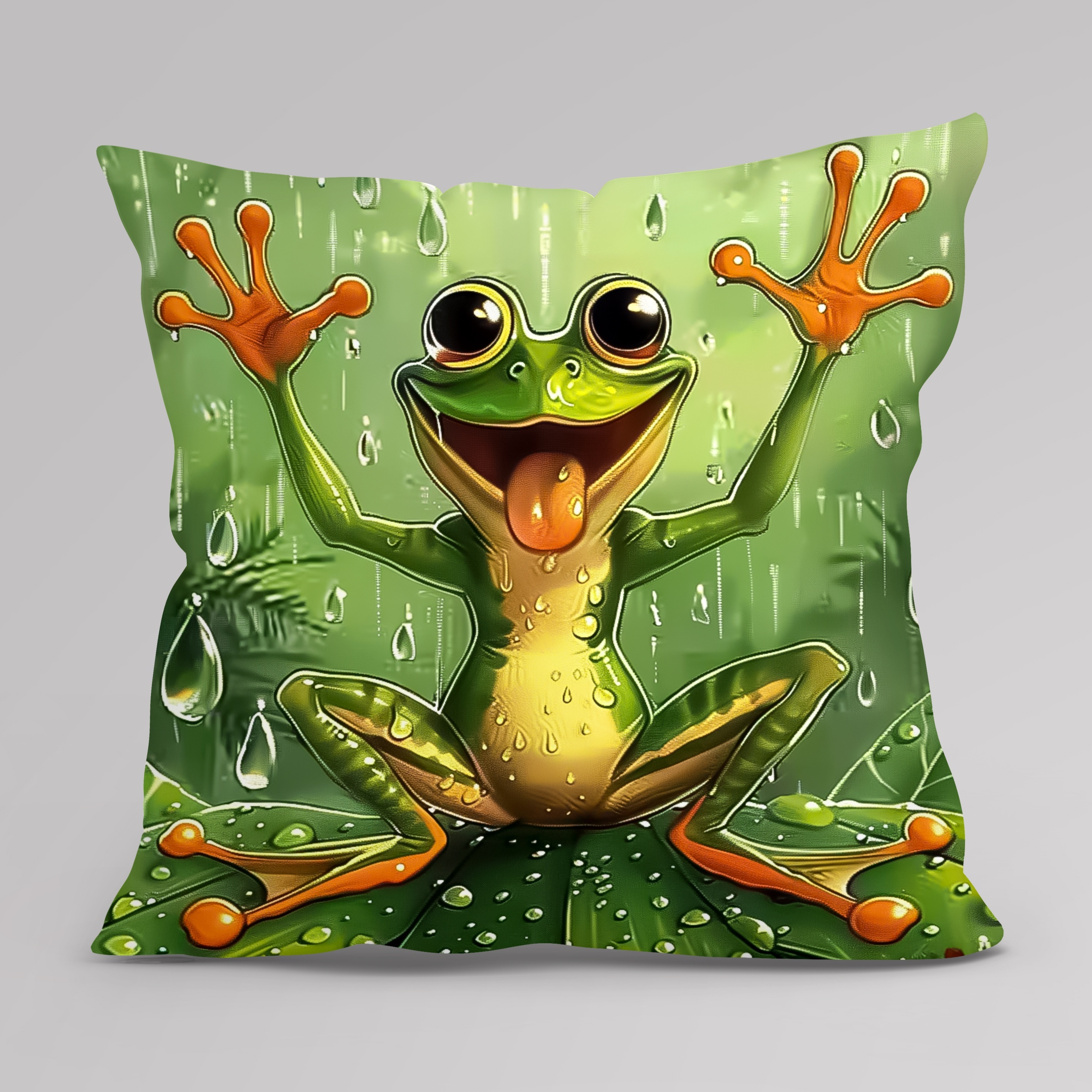 modern abstract frog in   throw pillow cover 18x18 inches soft machine washable polyester with zipper closure for home office party decor frog pillow comfortable fabric suitable for   types of houses details 4