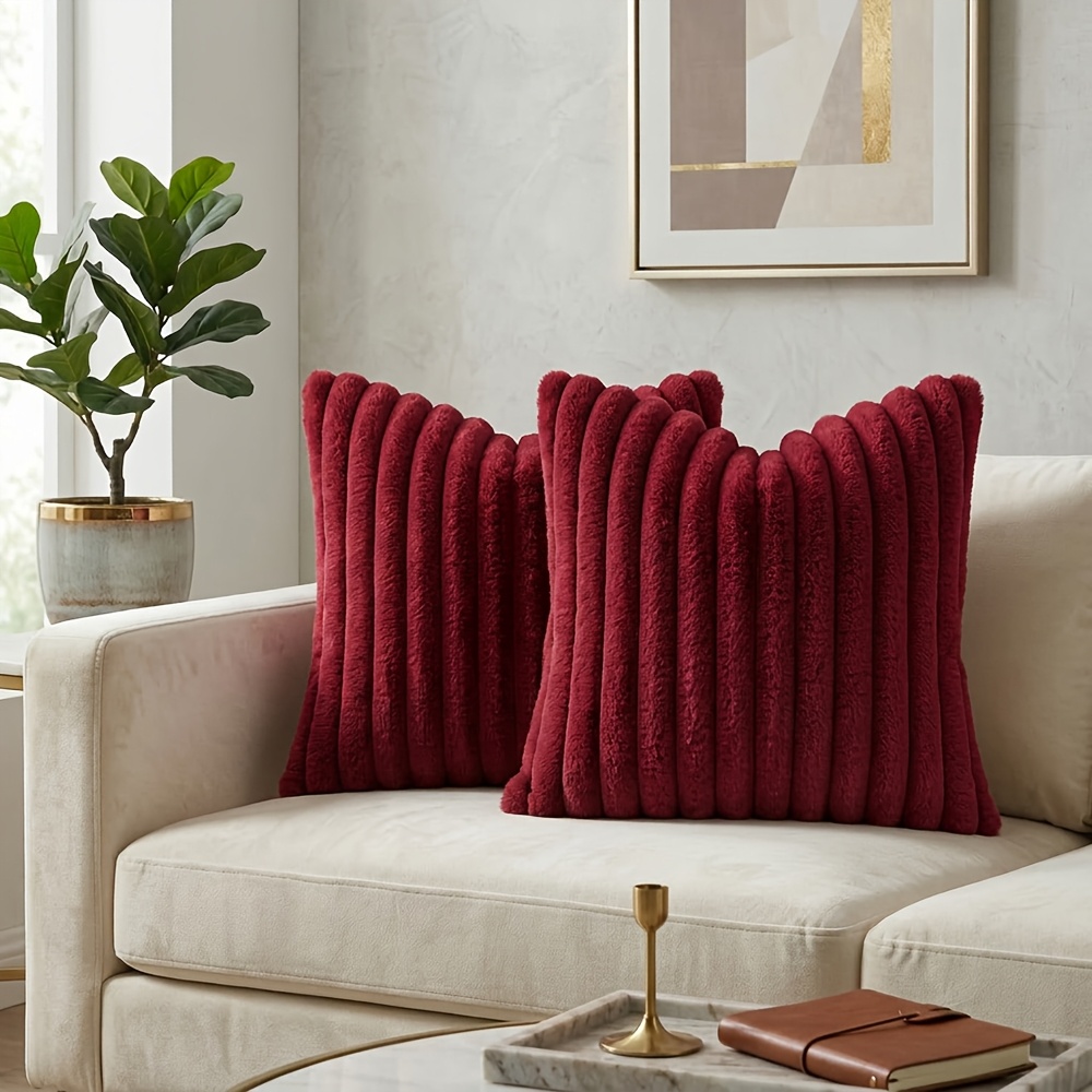 TEMU 2pcs, Bohemian Faux Fur Decorative Throw Pillow Covers, 12x20in/16x16in/18x18in/20x20in, Soft Furry Boho Decorative Cushion Covers For Couch Car