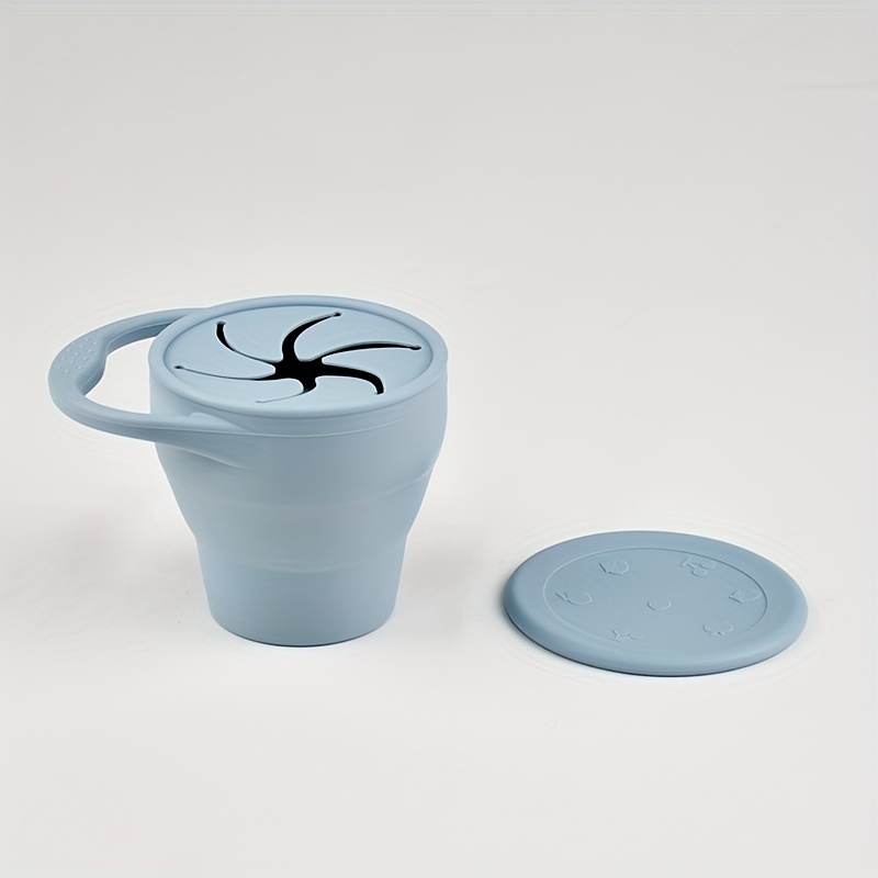 Image of Collapsible Silicone Food Bowl Toddler Snack Box Children Portable Outdoor Snack Cup Snack Cup With Lid Bowl Snack Bowl