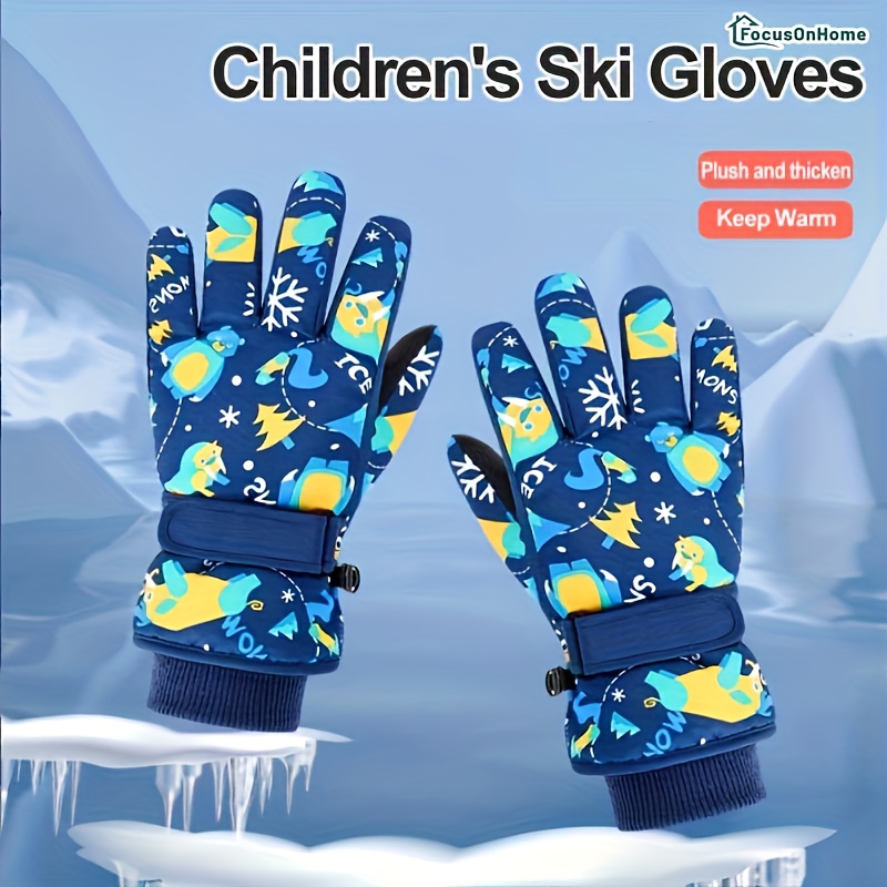 Children's Waterproof Gloves, Winter Warm Keeping Gloves for Boys & Girls, Sports Gloves for Riding & Skiing, Suitable for 8-14 Years Old Kids,Temu