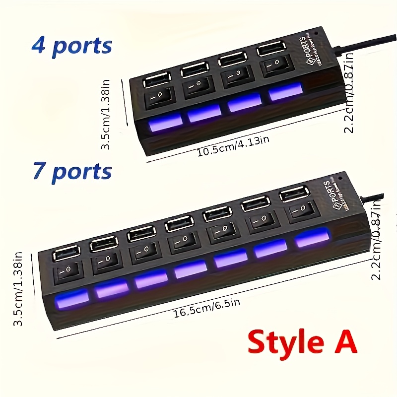 Heavy-Duty 7/4-Port USB 3.0 Hub with LED Switch, High-Speed 5Gbps Transmission, Plug-and-Play, Compact External Power Supply Design, USB-Powered (5V) for MacBook, PC, Laptop, PS5, Xbox, Keyboard, Mouse, USB Flash Drive - Multi-Port Expansion Cable with Blue LED Indicators, USB 3.0/2.0/1.1 Compatible, Durable USB Hub for Gaming & Office Use, USB Hub with LED Indicator, USB Hub for Laptop, USB C Hub, Portable Design, Usb Expansion Cord, Usb Enhanced Controller, Xbox Controller, USB-Powered, Laptop 5 Heavy-Duty 7/4-Port USB 3.0 Hub with LED Switch, High-Speed 5Gbps Transmission, Plug-and-Play, Compact External Power Supply Design, USB-Powered (5V) for MacBook, PC, Laptop, PS5, Xbox, Keyboard, Mouse, USB Flash Drive - Multi-Port Expansion Cable with Blue LED Indicators, USB 3.0/2.0/1.1 Compatible, Durable USB Hub for Gaming & Office Use, USB Hub with LED Indicator, USB Hub for Laptop, USB C Hub, Portable Design, Usb Expansion Cord, Usb Enhanced Controller, Xbox Controller, USB-Powered, Laptop - Image 5