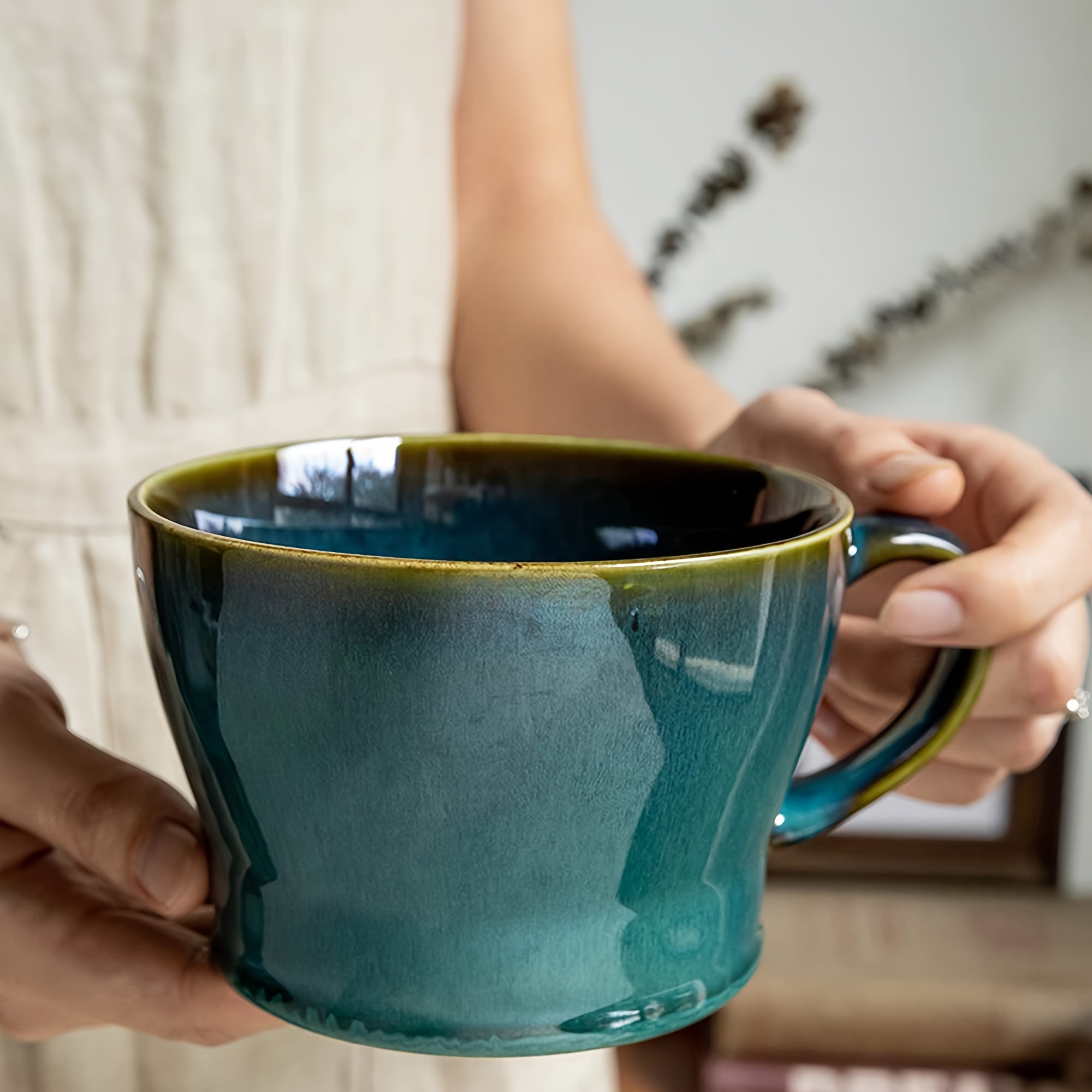 

Breakfast Cup, Coffee Cup, 500ml Oatmeal Milk Bowl, Household Ceramic Mug, Gift For Her - Coffee Lover - Housewarming Gift Cup