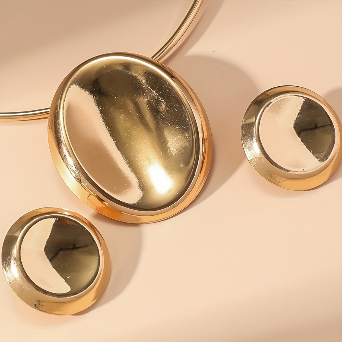 3pc Vintage-Inspired Oval Necklace and Earring Set, Elegant Gift