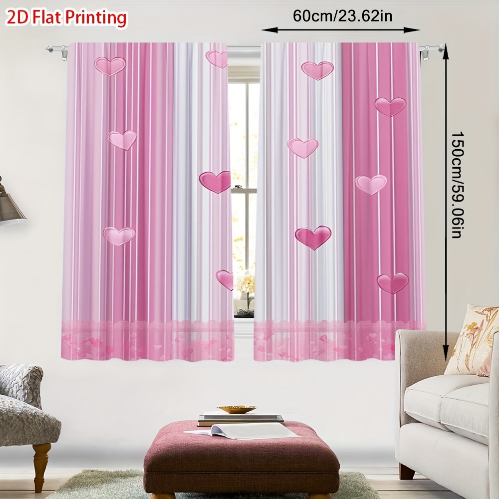TEMU 2d Flat - 2d Flat - 2pcs 2d Flat Printing Pattern Curtains Rod - Room Decoration, Great For Office, Living Room, Café, Art Space - Home