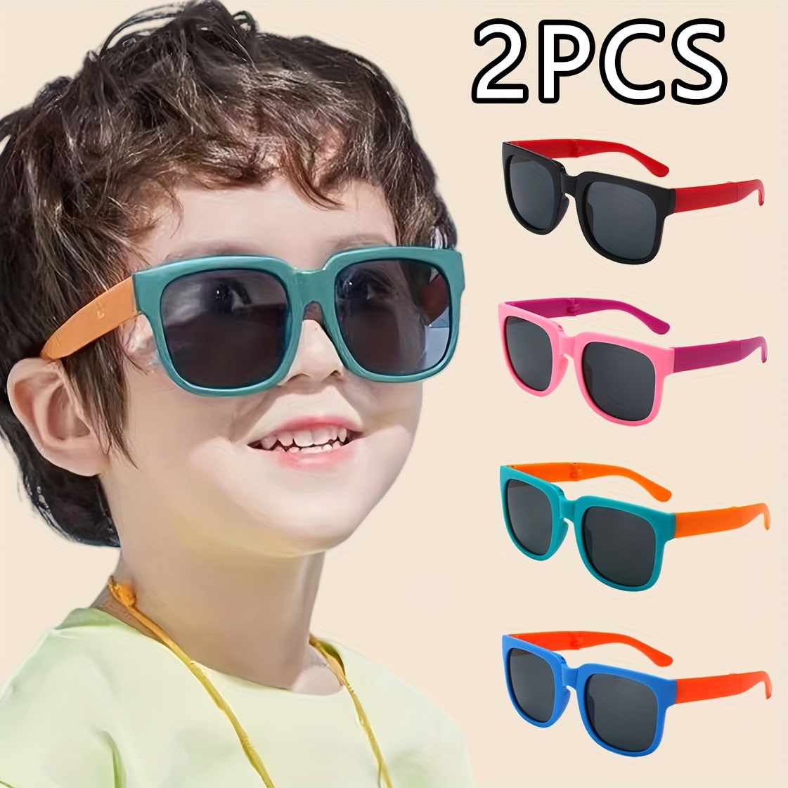 A Set of Two Foldable Decorative Glasses for Children, Stylish Square  Casual Eyewear for Boys And Cute Photo Props for The Perfect  Birthday Gif