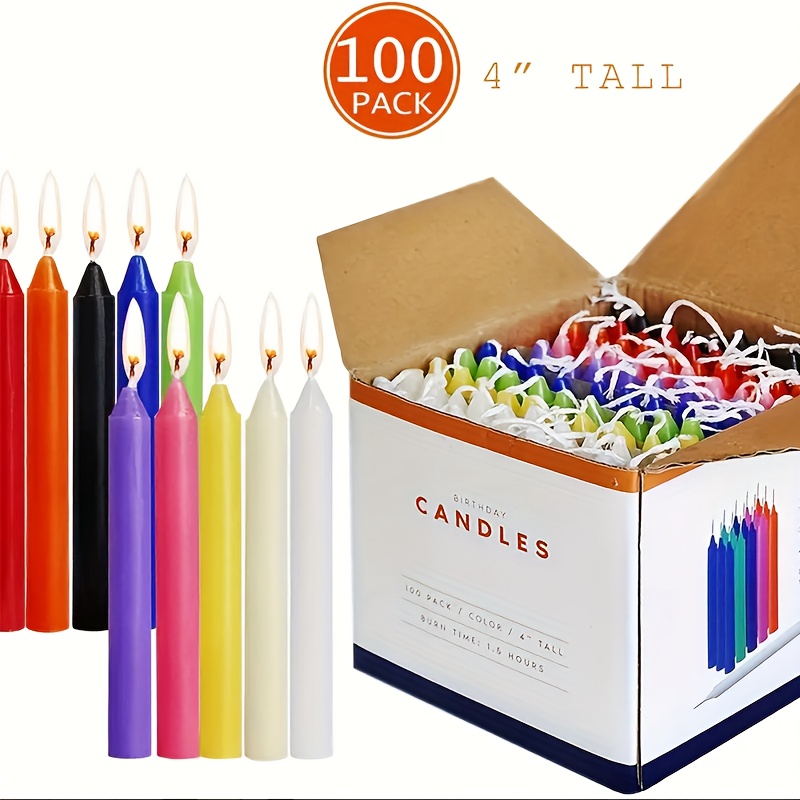 TEMU A Box Of 100 4-inch Cone-shaped Candles In 10 Different Colors, Smokeless, , Beautiful And Versatile, Birthday Parties, Spell Work, Decoration,