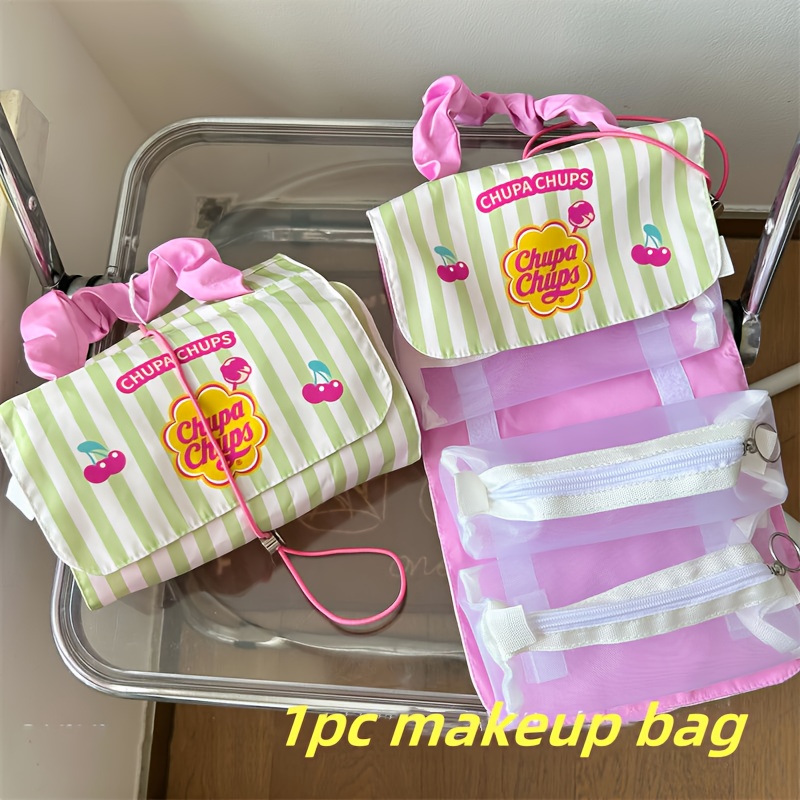 Large Capacity Detachable Makeup Bag Suitable For Women's Portable Travel Large Capacity Cosmetics Storage, Color Blocking Dopamine High-end Handbag