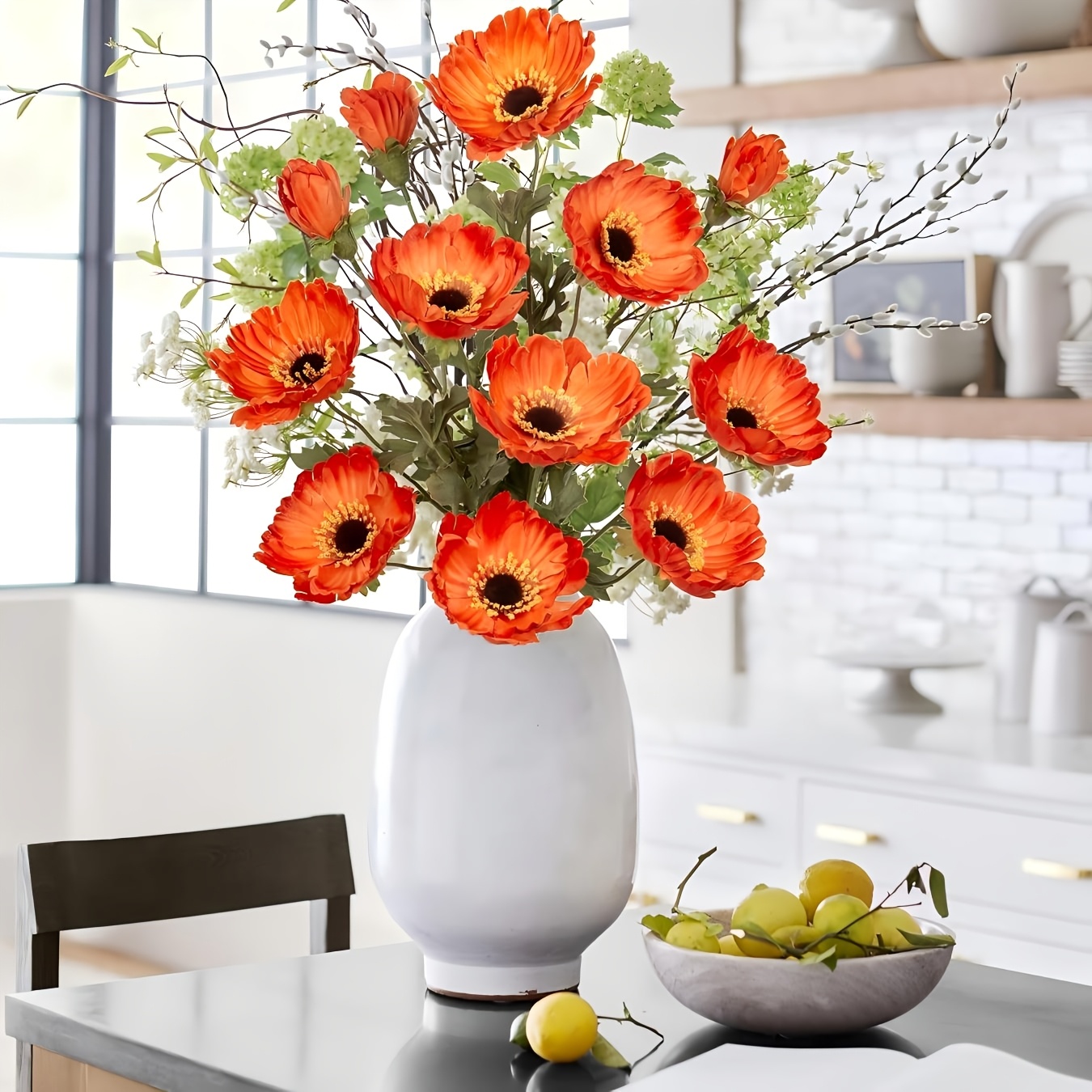 3er set lebendige orange deko mohnblumen echte touch