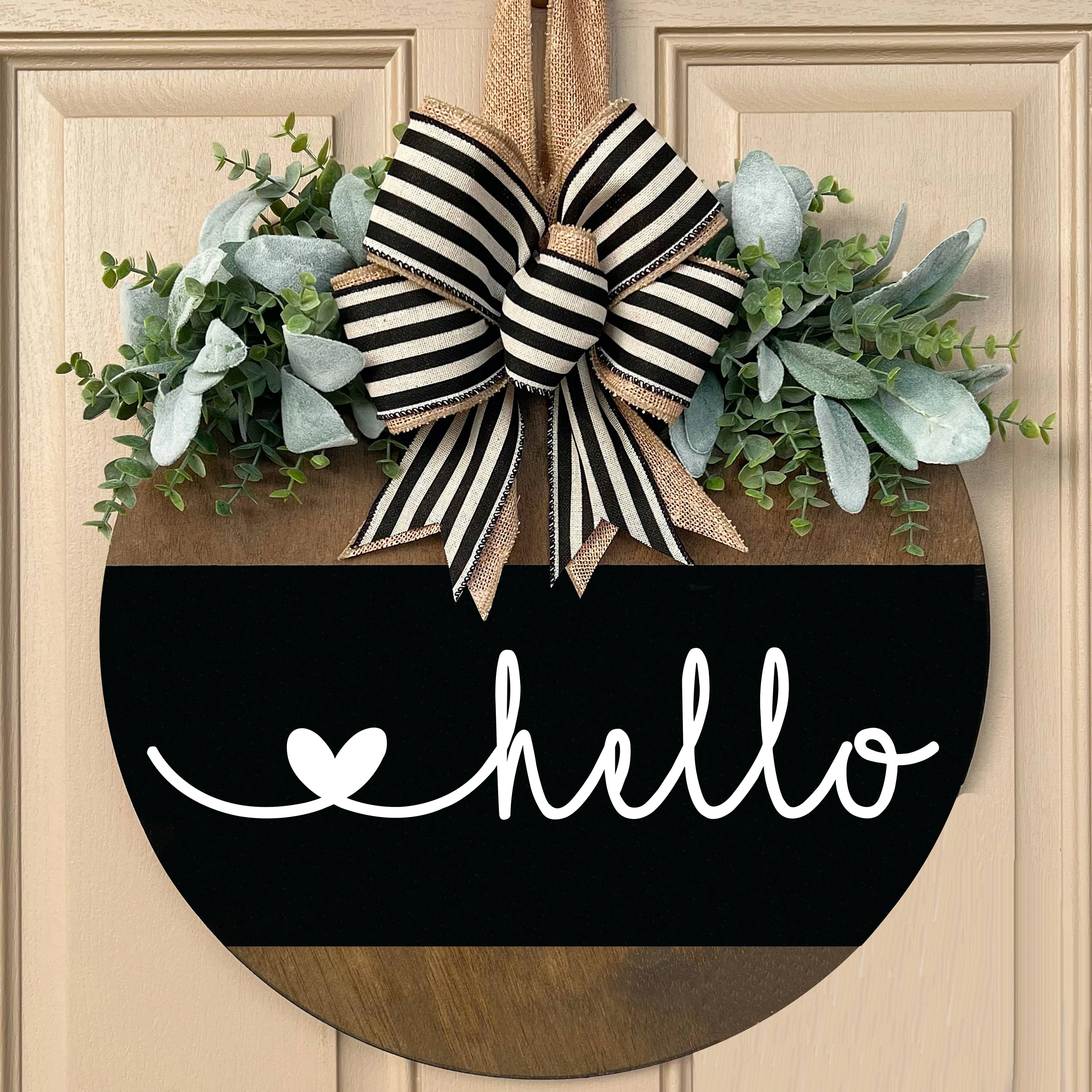 

Front Door Decor, Front Door Wreath, Hello, Welcome To Our Home, Door Hanger, Housewarming Gift, Home Decor