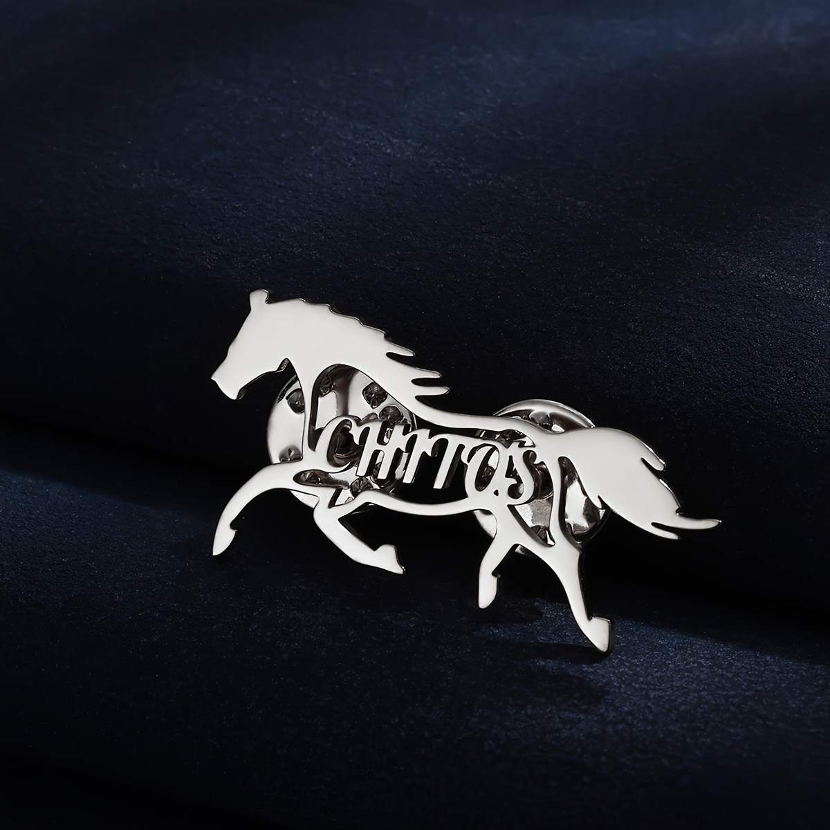 TEMU Custom Name Horse Brooch, Personalized Horse Racing Brooch, Western Cowboy Brooch, Stainless Steel Horse Name Tag Pin, Men's And Women's Western