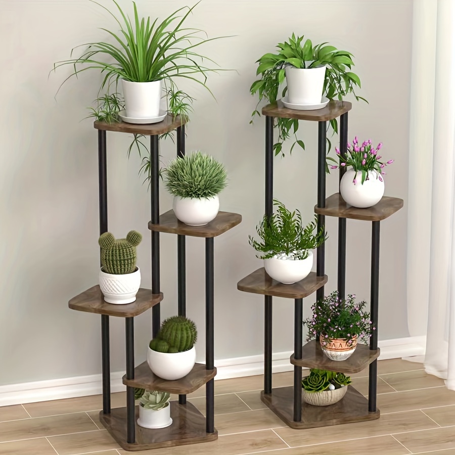 

Contemporary 4/5/6 Tier Metal Plant Stand With Brushed Finish - Suitable For Indoor And Outdoor Use