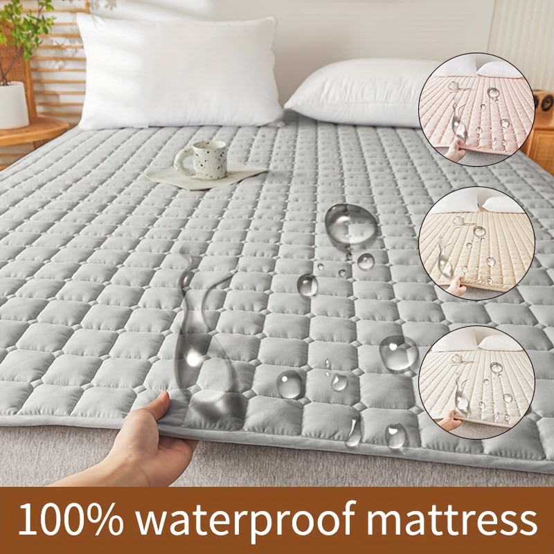 

1pc Quilted Waterproof Mattress Pad With Filling, Skin-friendly & Breathable, Machine Washable (pillowcases Not Included)