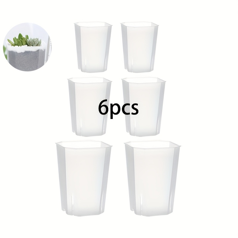 Image of Transparent Flower Pots 6pcs, 2 Each Of 2.8/3.5/4.7 Inches, Transparent Plastic Flower Pots, Succulent Flower Pots, Plant Pots With Drainage Holes