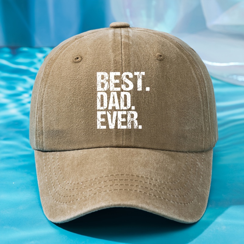 TEMU Best Dad Ever" Men's Washed Vintage Baseball , Classic European And Duckbill , Lightweight Outdoor Sun Baseball , Essential For Outdoor Travel,