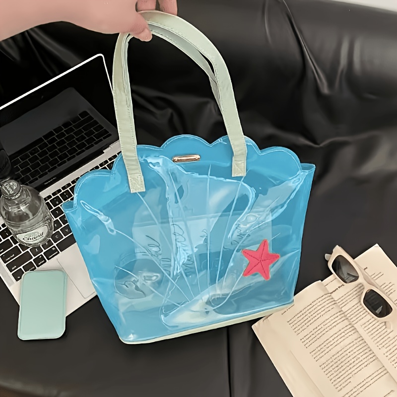 TEMU 여성용 싱글숄더백, 조개껍질 모양, 고급스러운 투명한 귀여운 핸드백 숄더백, 외출용, 여행용, 통근용