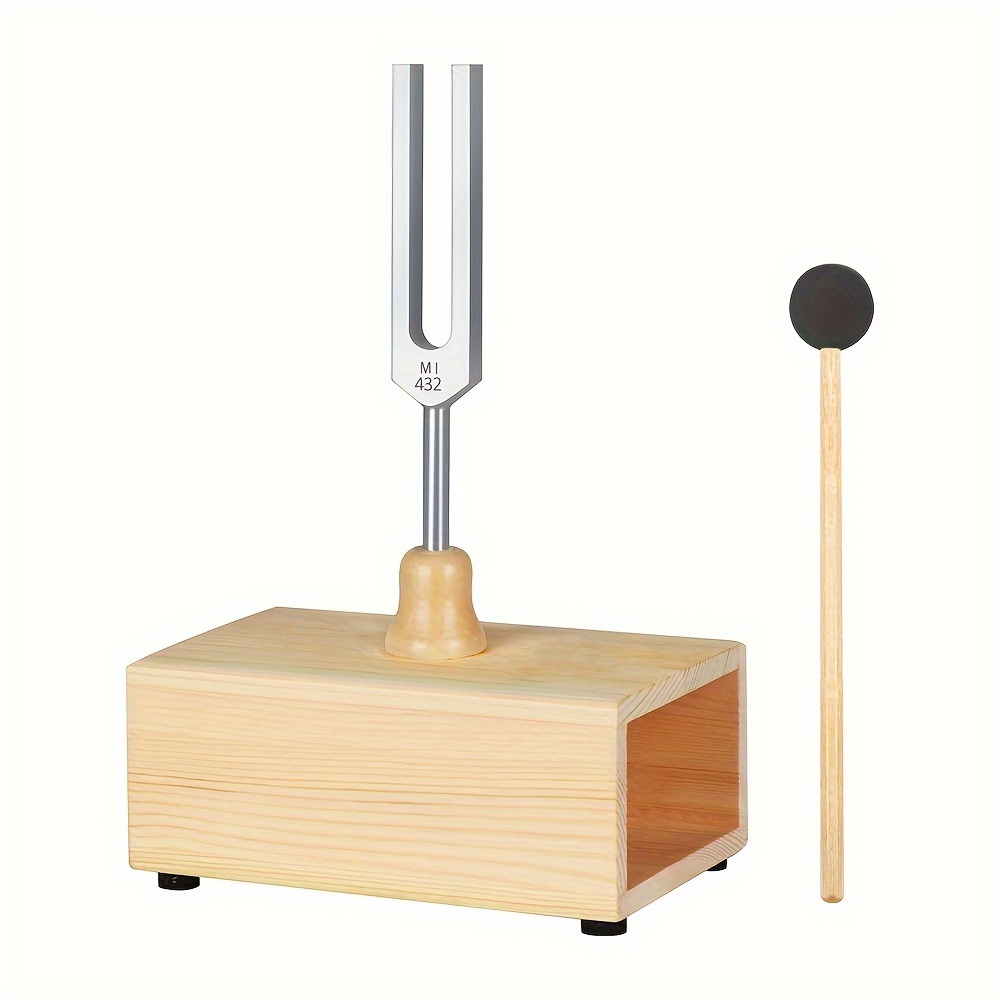 TEMU Tuning Fork With Wooden Box, Alloy Sound Fork For Sound , Yoga, Meditation, And Relaxation Therapy, Rubber Mallet Included