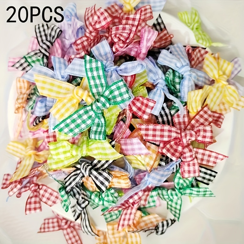 TEMU /80pcs Grid Bows, Random Colors And Styles - Diy Handmade Ribbon Bows, Used For Gift Packaging, Clothing Accessories, Hair Accessories, Etc. -
