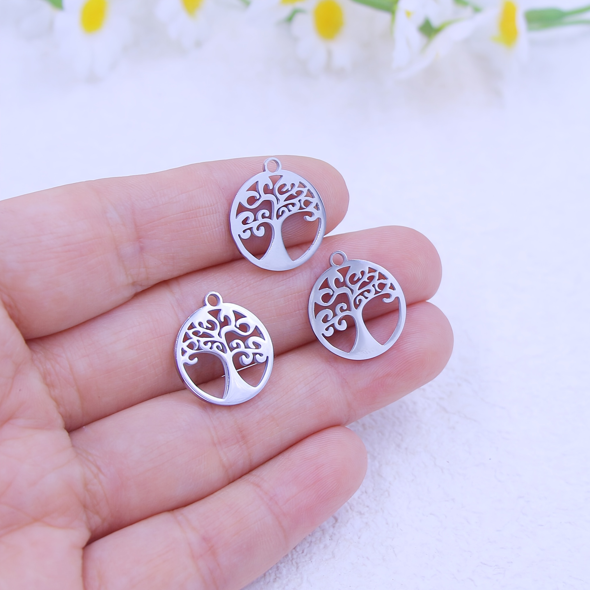 TEMU 3-pack Stainless Steel Pendant Additions, Bohemian Tree Of Life Pendant, Suitable For Jewelry Making Earrings Bracelets Necklace Additions Craft