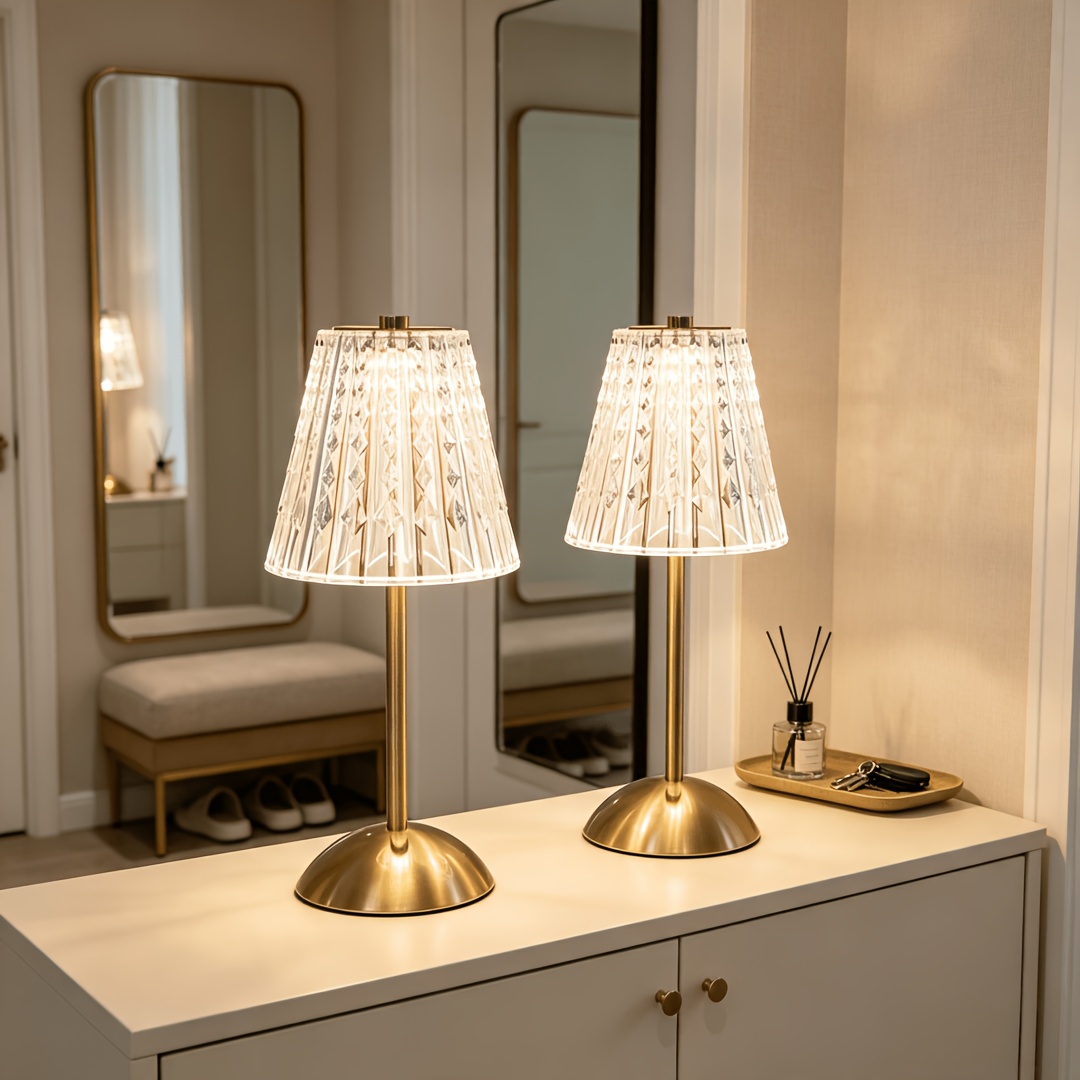 2pcs Modern Portable Wireless Crystal Table Lamps
