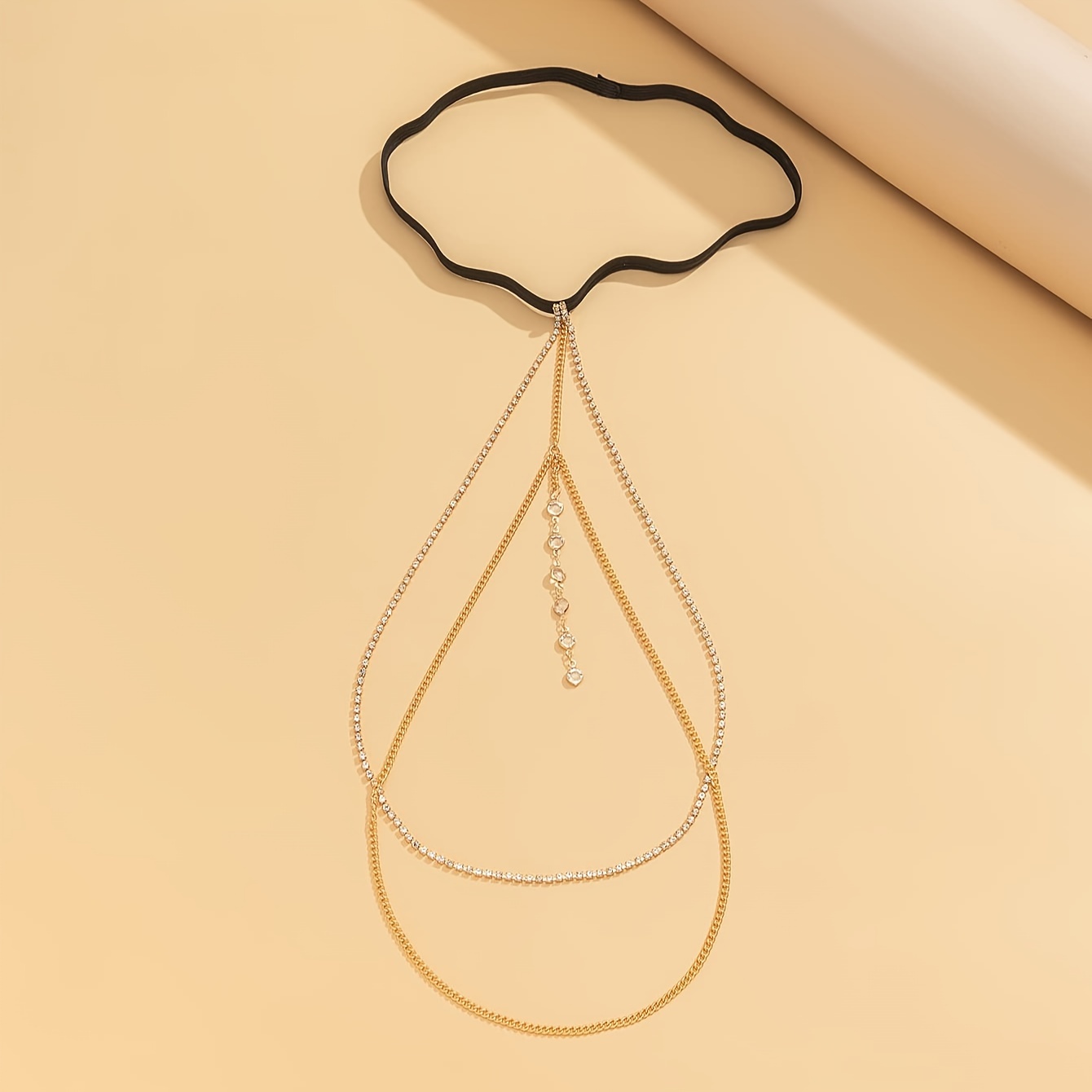 Sexy Thigh Chain with Tassels & Crystals, Elastic Bands