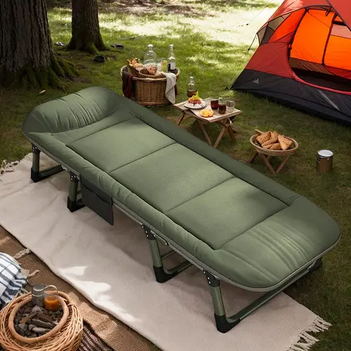 adjustable folding sleeping bed 6 position portable chair lightweight durable metal frame ideal for home use comfortable integrated mattress for sleep position indoor outdoor bed adjustable recliner bed