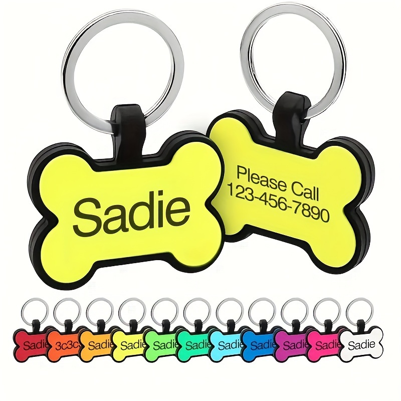 

Custom Engraved Silicone Pet Id Tags With Personalized Dog Name & Phone Number - Bone Shape, Double-sided Laser Etching Collar Tags