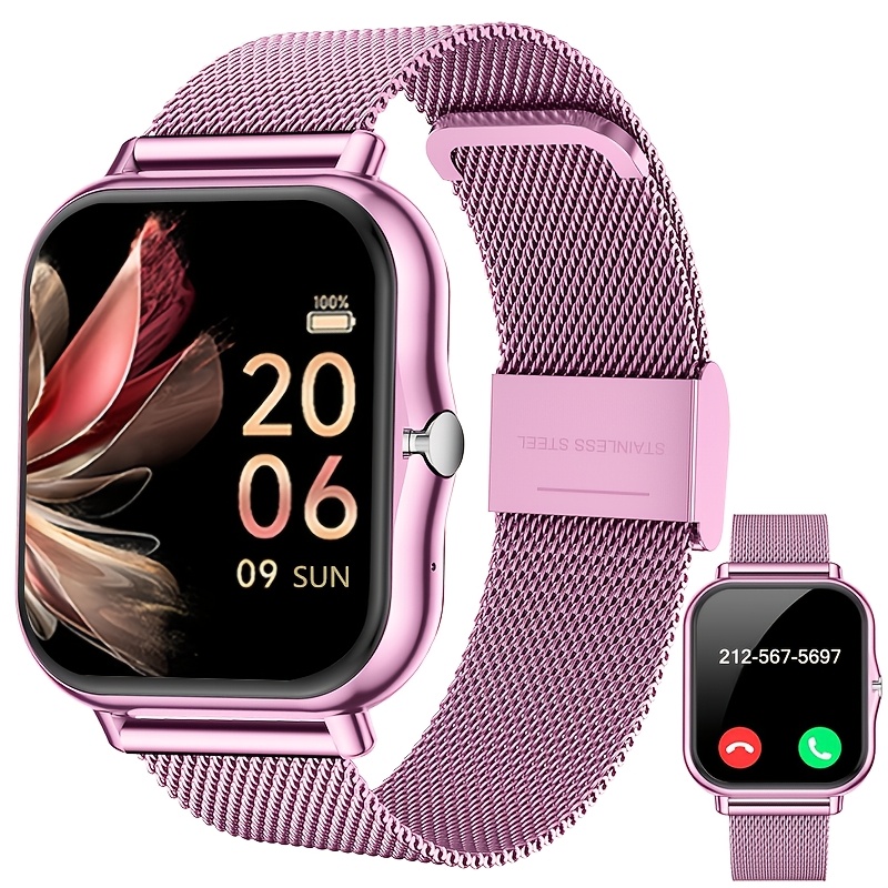 Smartwatch with Stainless Steel Mesh Band, Multiple Sports Modes, Compatible with iPhone and Android Systems, Best Gift Choice