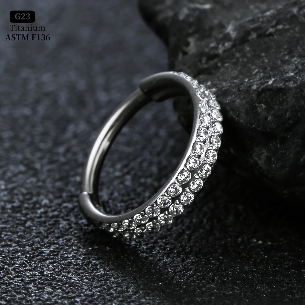 1pc G23 Titanium Hypoallergenic Double Layer Cz Septum Clicker Conch Piercing Jewelry Cartilage Helix Tragus Lobe Earring