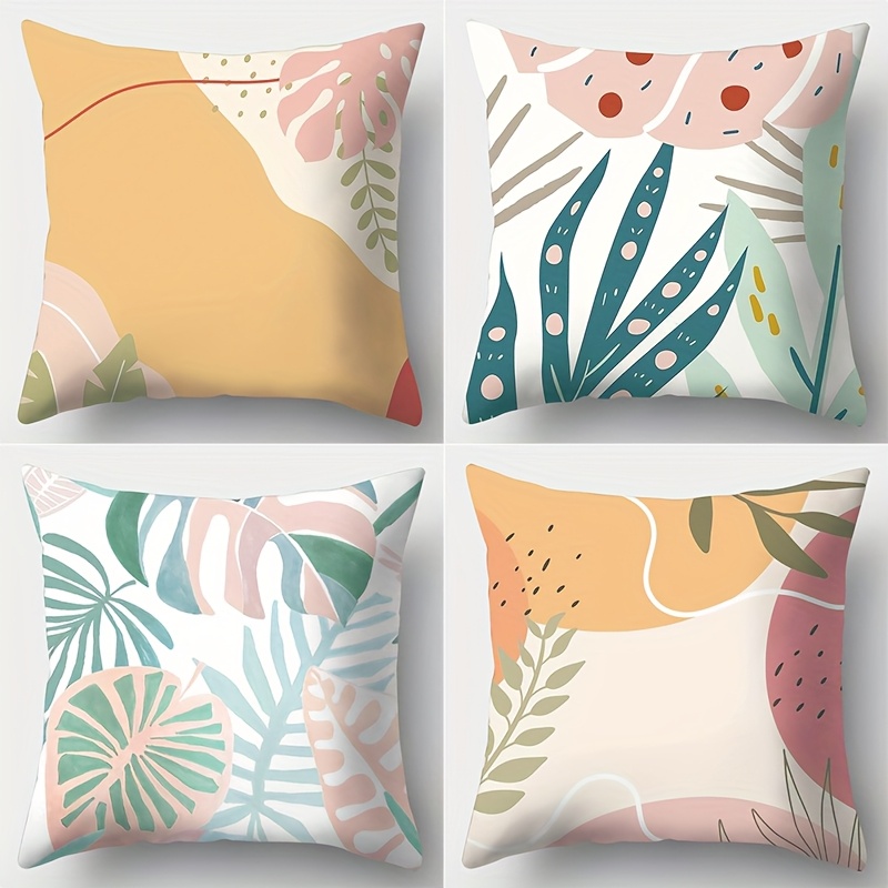 summer botanical leaf print throw pillow covers Temu Oman