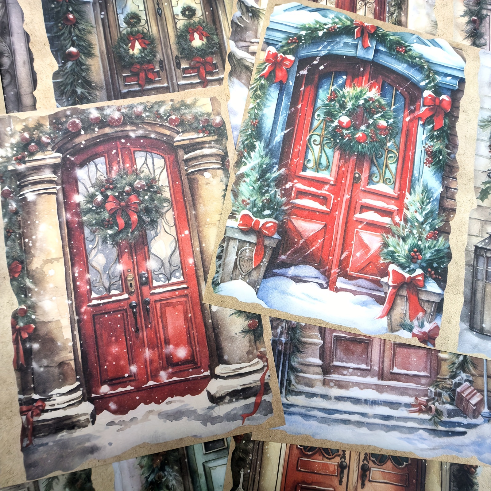 

Vigus 10pcs A5 Vintage Christmas Door Watercolor Paper | Recyclable Craft Sheets For Scrapbooking & Journaling