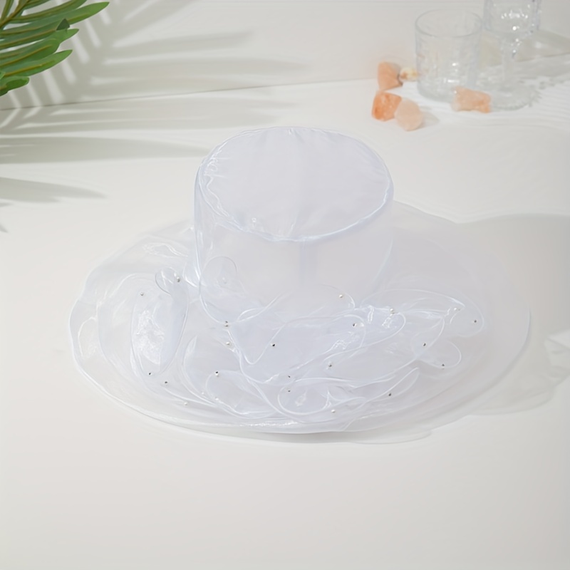 

1pc en perlée de fleurs avec des accents de fausses perles, chapeau haut-de- portable respirant et léger, chapeau de soleil printemps/été, pour les , les goûters et les banquets