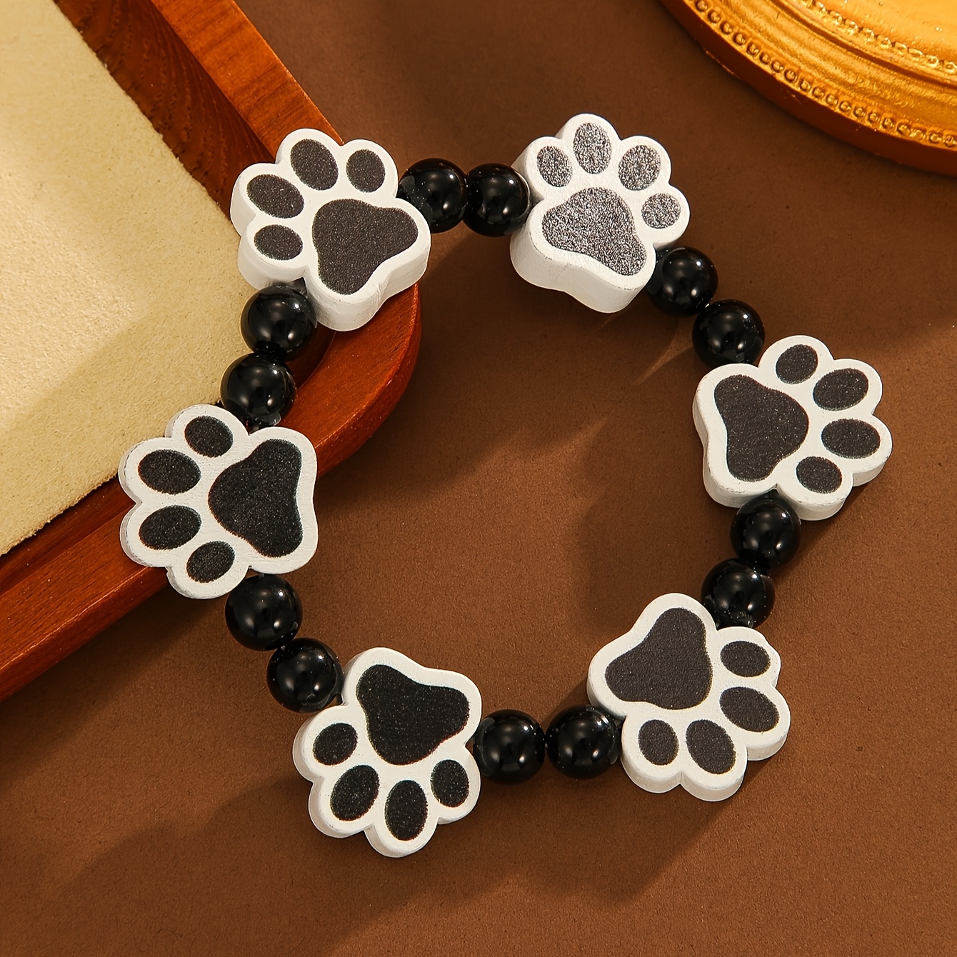 Y2K Style Paw Print Bead Bracelet for Women