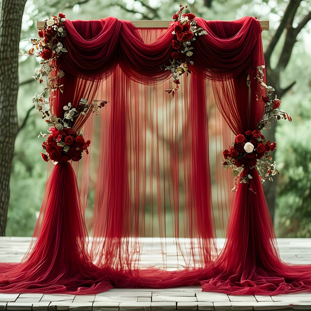 

1pc 26.2ft Curtain, 315inch/236.5/118in Red , For Hanging Decoration , For , Christmas, Halloween, Evening