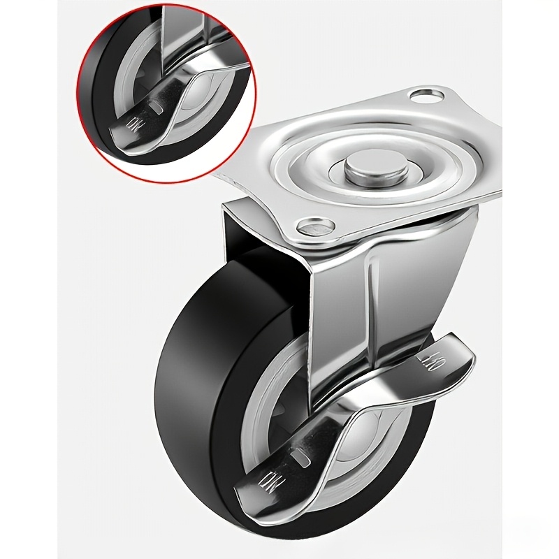 TEMU Industrial Directional Pulley With Brake, -bearing Universal Caster Combination, Silent And Wear-resistant Trolley Wheel, And Casters For