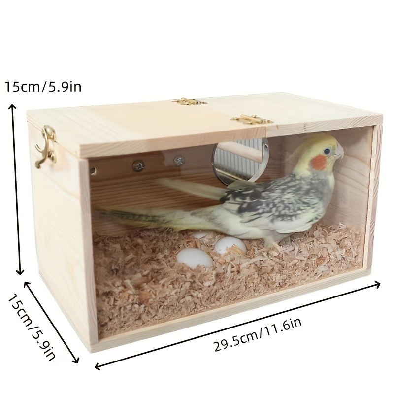 Parrot Wooden Nesting Box - Providing A Cozy And Secure Hideaway For , Wooden Birdhouse With Transparent Window For Easy Viewing, Wooden Hanging Bird Nest, Parrot Nesting Box, Parrot Nest